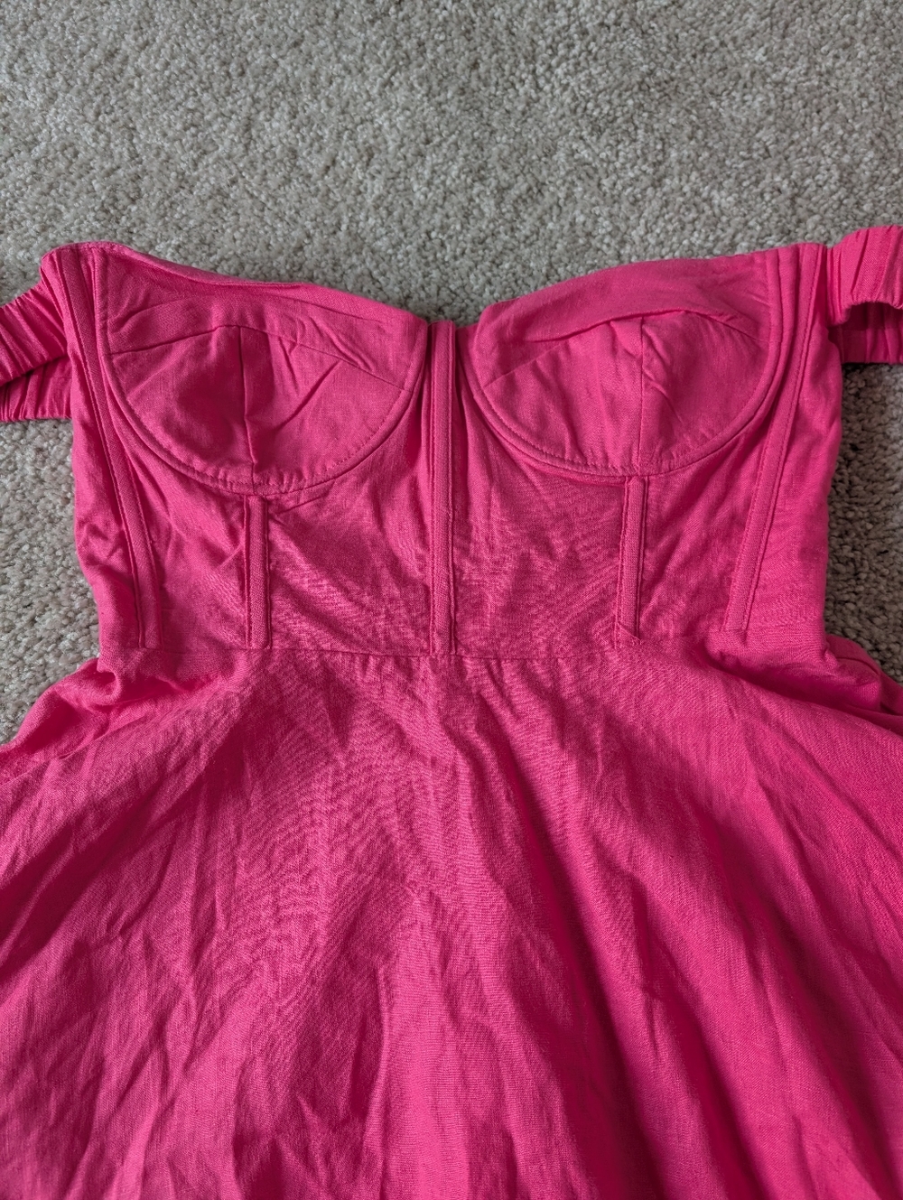 NWT Megan Moroney Mini Off the Shoulder Hot Pink Dress Small - Picture 2 of 13
